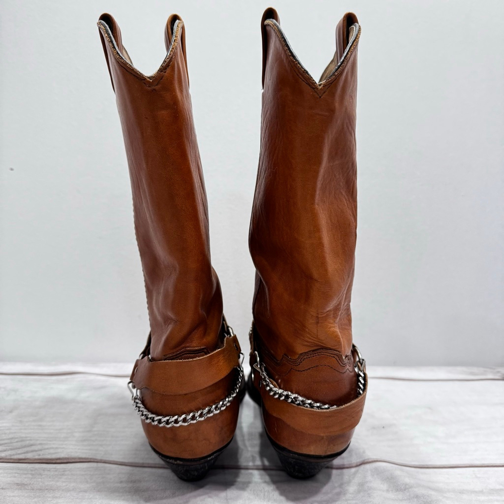 Tan Camel Abilene Western Boots Genuine Leather Silver Concho Strap Cowgirl 7.5M - Picture 5 of 10